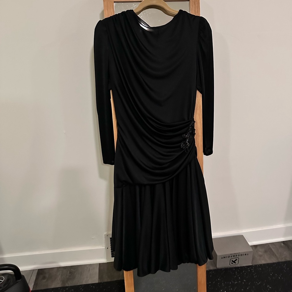 Elegant Black Draped Women's Dress